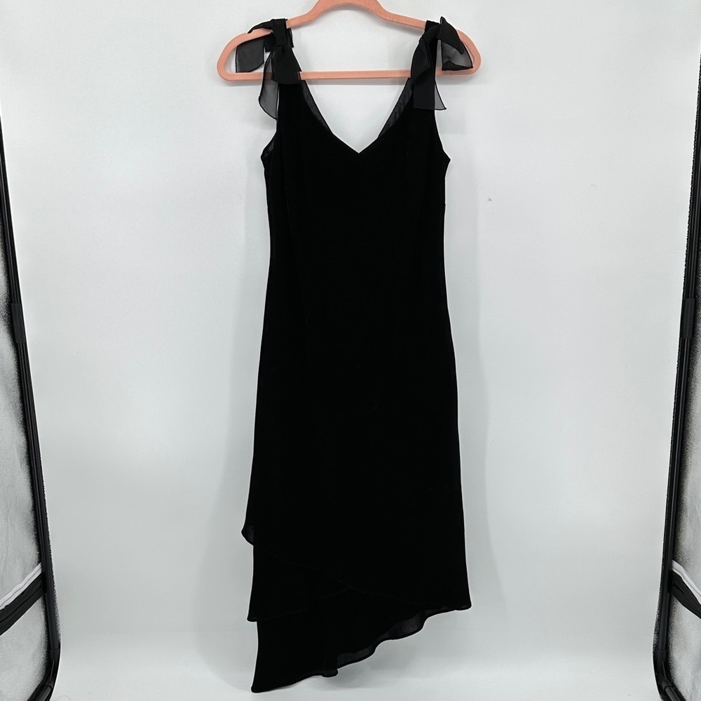 Y2K Gothic Formal Whimsigoth VampyBlack Velvet Asymmetrical EvanPicone Dress Sz4